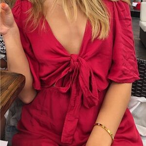 Red tie romper